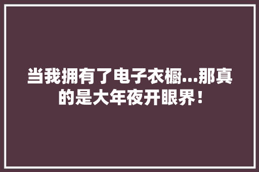 当我拥有了电子衣橱...那真的是大年夜开眼界！ 当我拥有了电子衣橱...那真的是大年夜开眼界！ 互联通信