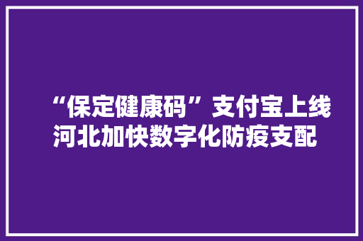 “保定健康码”支付宝上线 河北加快数字化防疫支配