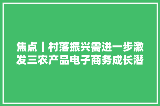 焦点｜村落振兴需进一步激发三农产品电子商务成长潜力