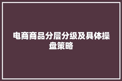 电商商品分层分级及具体操盘策略 电商商品分层分级及具体操盘策略 互联通信