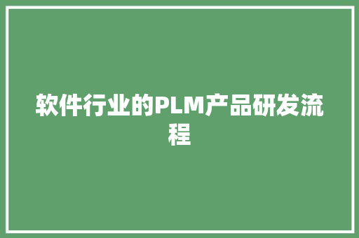 软件行业的PLM产品研发流程