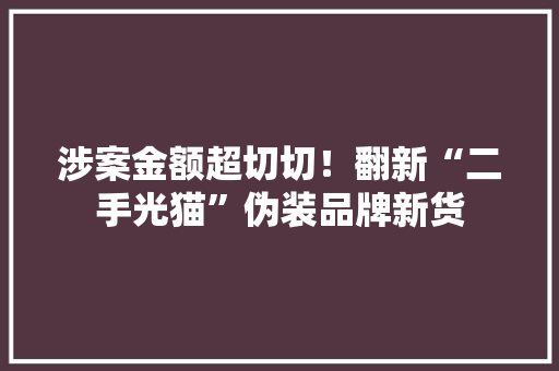 涉案金额超切切！翻新“二手光猫”伪装品牌新货 涉案金额超切切！翻新“二手光猫”伪装品牌新货 人工智能