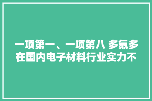 一项第一、一项第八 多氟多在国内电子材料行业实力不俗