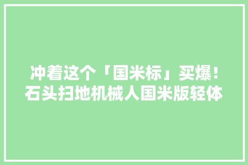 冲着这个「国米标」买爆！石头扫地机械人国米版轻体验
