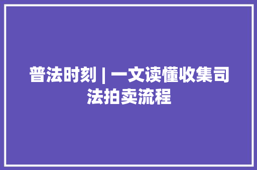 普法时刻 | 一文读懂收集司法拍卖流程