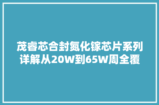 茂睿芯合封氮化镓芯片系列详解从20W到65W周全覆盖