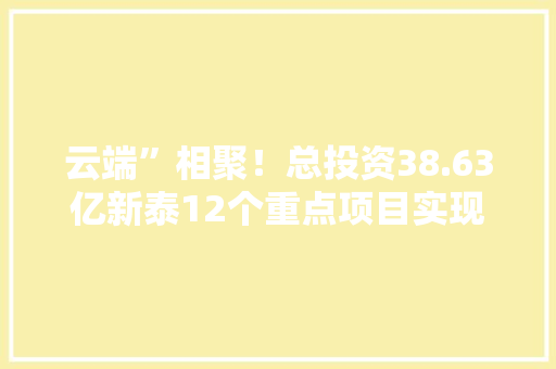 云端”相聚！总投资38.63亿新泰12个重点项目实现网上签约