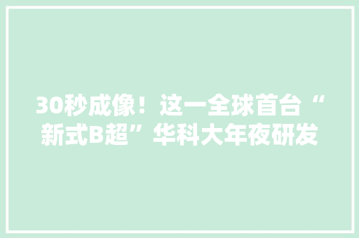 30秒成像！这一全球首台“新式B超”华科大年夜研发！