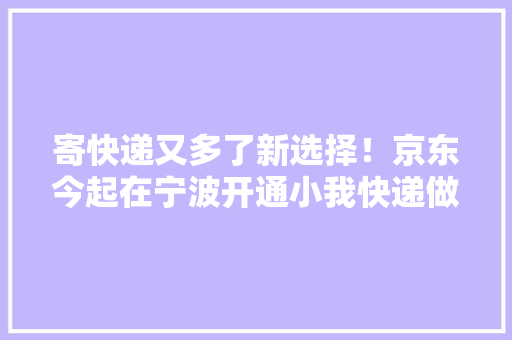 寄快递又多了新选择！京东今起在宁波开通小我快递做事