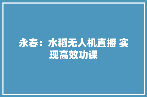 永春：水稻无人机直播 实现高效功课 永春：水稻无人机直播 实现高效功课 人工智能