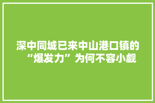 深中同城已来中山港口镇的“爆发力”为何不容小觑