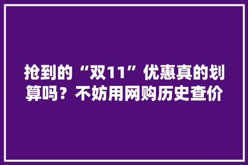 抢到的“双11”优惠真的划算吗？不妨用网购历史查价系统查一查