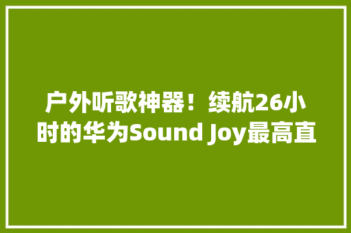 户外听歌神器！续航26小时的华为Sound Joy最高直降200元