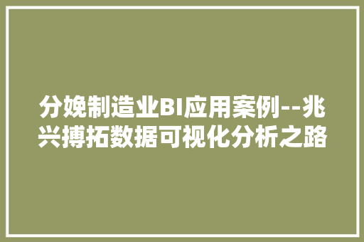分娩制造业BI应用案例--兆兴搏拓数据可视化分析之路