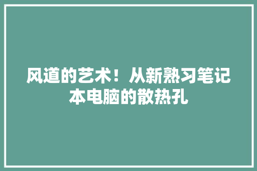 风道的艺术！从新熟习笔记本电脑的散热孔