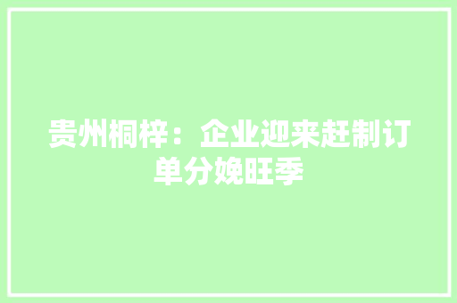 贵州桐梓：企业迎来赶制订单分娩旺季