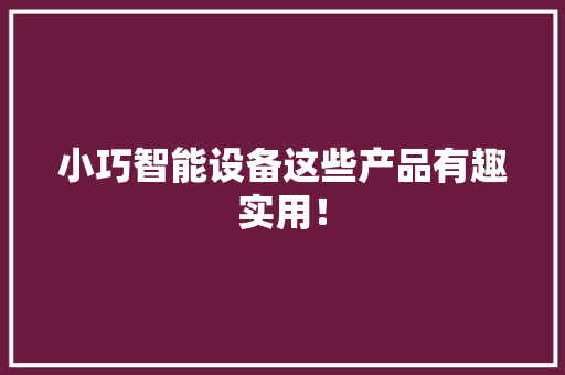 小巧智能设备这些产品有趣实用！ 小巧智能设备这些产品有趣实用！ 智能科技