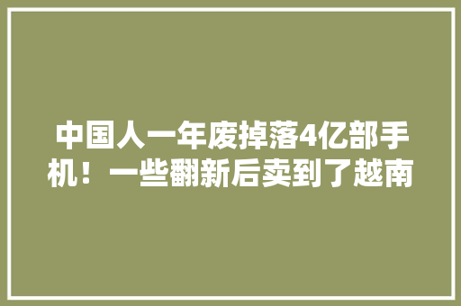 中国人一年废掉落4亿部手机！一些翻新后卖到了越南、老挝、巴基斯坦、印度...