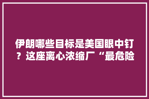 伊朗哪些目标是美国眼中钉？这座离心浓缩厂“最危险” 伊朗哪些目标是美国眼中钉？这座离心浓缩厂“最危险” 人工智能