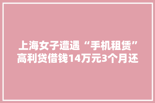 上海女子遭遇“手机租赁”高利贷借钱14万元3个月还42万元
