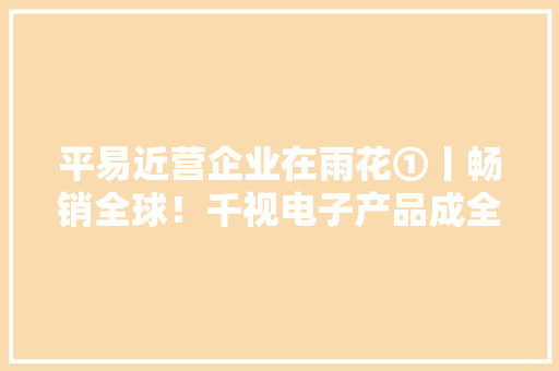 平易近营企业在雨花①丨畅销全球！千视电子产品成全球视频IP化领域“热宠”