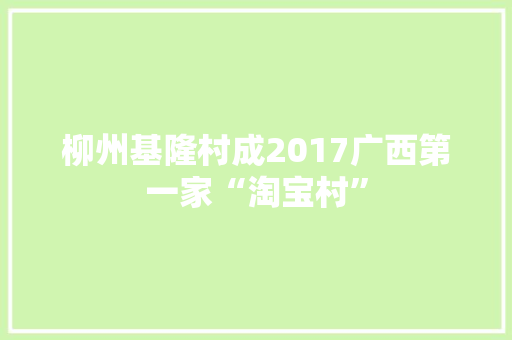 柳州基隆村成2017广西第一家“淘宝村”