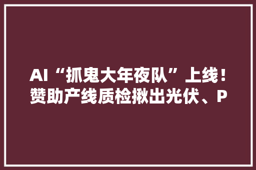 AI“抓鬼大年夜队”上线！赞助产线质检揪出光伏、PCB、芯片产品瑕疵