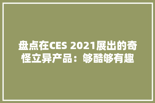 盘点在CES 2021展出的奇怪立异产品：够酷够有趣 盘点在CES 2021展出的奇怪立异产品：够酷够有趣 人工智能