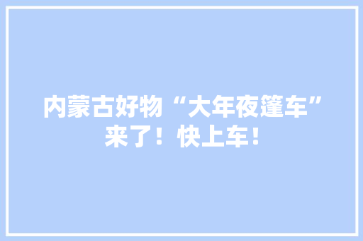 内蒙古好物“大年夜篷车”来了！快上车！ 内蒙古好物“大年夜篷车”来了！快上车！ 智能科技