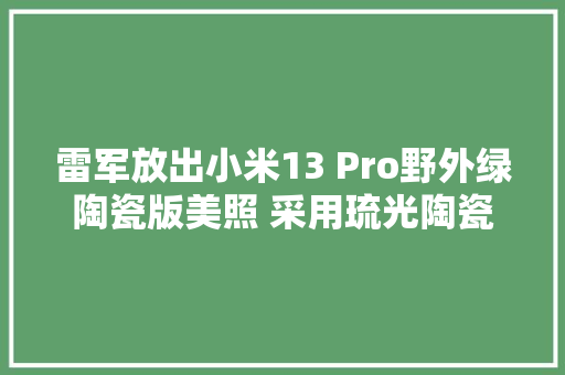 雷军放出小米13 Pro野外绿陶瓷版美照 采用琉光陶瓷