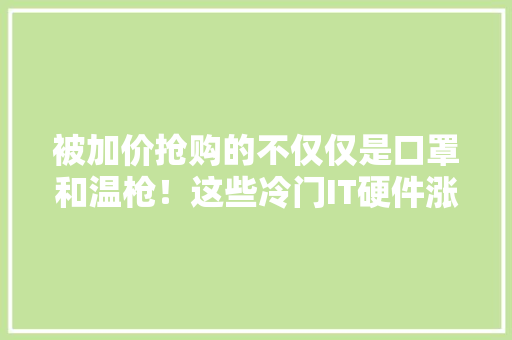 被加价抢购的不仅仅是口罩和温枪！这些冷门IT硬件涨声赓续