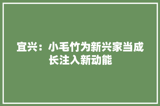 宜兴：小毛竹为新兴家当成长注入新动能