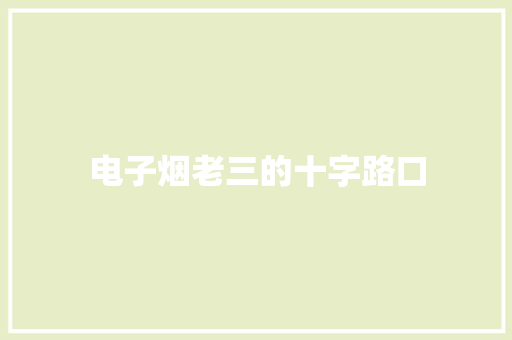电子烟老三的十字路口 电子烟老三的十字路口 智能科技