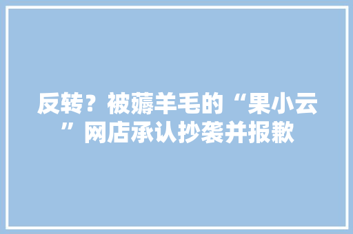 反转？被薅羊毛的“果小云”网店承认抄袭并报歉
