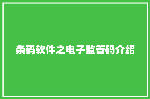 条码软件之电子监管码介绍 条码软件之电子监管码介绍 互联通信