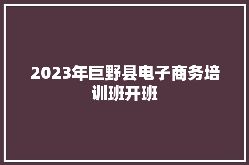 2023年巨野县电子商务培训班开班