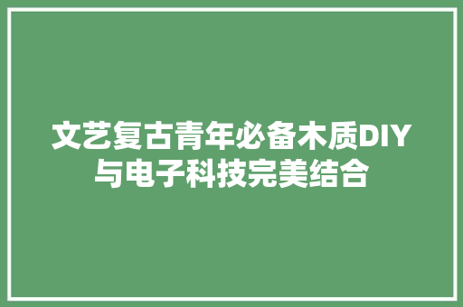 文艺复古青年必备木质DIY与电子科技完美结合
