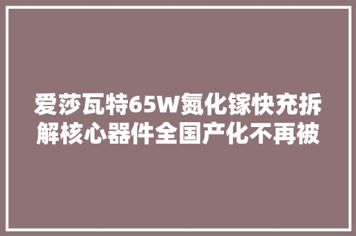 爱莎瓦特65W氮化镓快充拆解核心器件全国产化不再被卡脖子