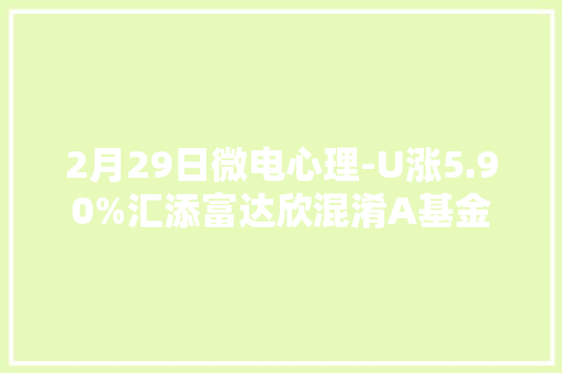 2月29日微电心理-U涨5.90%汇添富达欣混淆A基金重仓该股