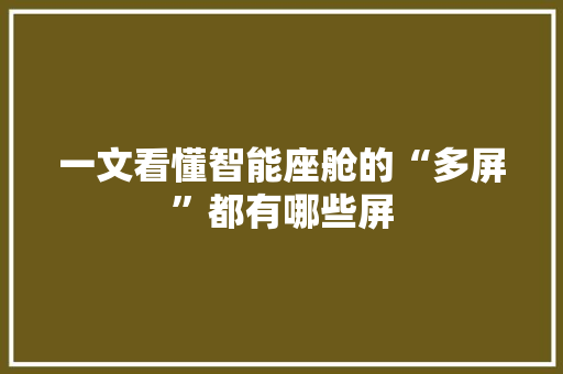 一文看懂智能座舱的“多屏”都有哪些屏 一文看懂智能座舱的“多屏”都有哪些屏 智能家居