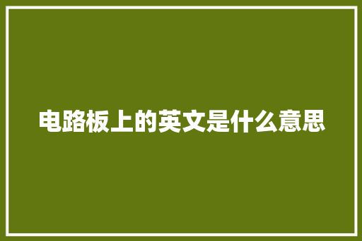 电路板上的英文是什么意思 电路板上的英文是什么意思 智能科技