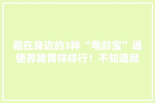 藏在身边的3种“龟龄宝”通便养脾胃样样行！不知道就亏大年夜了