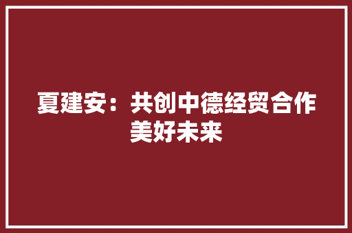 夏建安：共创中德经贸合作美好未来 夏建安：共创中德经贸合作美好未来 智能科技