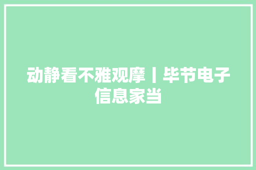 动静看不雅观摩丨毕节电子信息家当 动静看不雅观摩丨毕节电子信息家当 智能科技