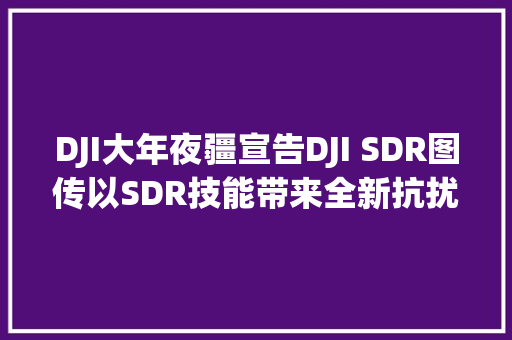 DJI大年夜疆宣告DJI SDR图传以SDR技能带来全新抗扰穿透图传体验 DJI大年夜疆宣告DJI SDR图传以SDR技能带来全新抗扰穿透图传体验 互联通信