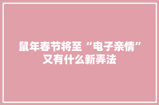 鼠年春节将至“电子亲情”又有什么新弄法