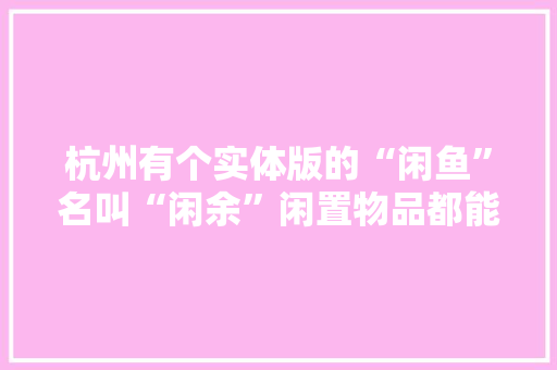 杭州有个实体版的“闲鱼”名叫“闲余”闲置物品都能换回好器械