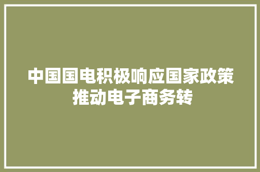 中国国电积极响应国家政策 推动电子商务转