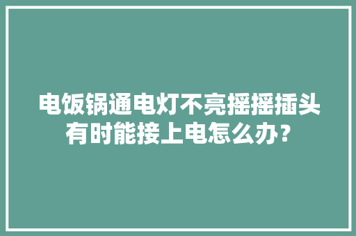 电饭锅通电灯不亮摇摇插头有时能接上电怎么办？ 电饭锅通电灯不亮摇摇插头有时能接上电怎么办？ 人工智能