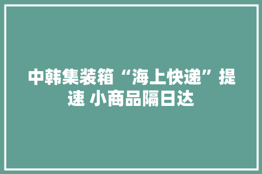 中韩集装箱“海上快递”提速 小商品隔日达 中韩集装箱“海上快递”提速 小商品隔日达 人工智能